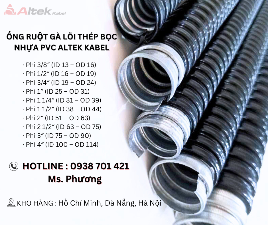 ỐNG RUỘT GÀ LÕI THÉP BỌC NHỰA PVC ALTEK KABEL